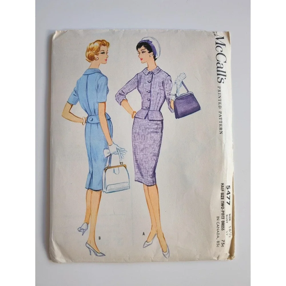 UC/FF McCall's 5477 Two-Piece Dress Suit Pattern Size 16.5 Bust 37